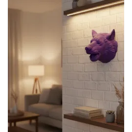 Dekoratif Mor Kurt Duvar Heykeli Asılabilir Hediyelik 25X19 Cm
