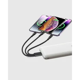 3’Ü 1 Arada Şarj Kablosu Type-C Ios Android Uyumlu Hızlı Ve Güvenli Şarj