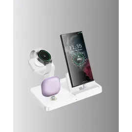 4’Lü Apple Kablosuz Şarj Standı Iphone Watch Ve Airpods Çoklu Şarjlı