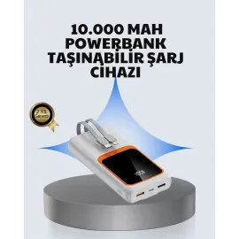 Kompakt 10000 Mah Powerbank – Dijital Göstergeli, Type-C Ve Lightning Uyumlu