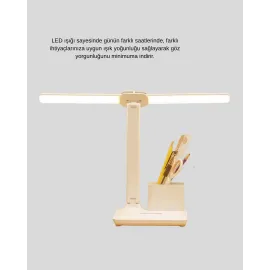 Kısılabilir Led Masa Lambası – Kalemlik Ve Telefon Standlı, Göz Yormayan Işık