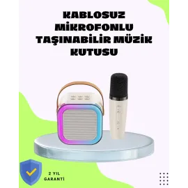 Taşınabilir Karaoke Mikrofon Seti Bluetooth Hoparlörlü
