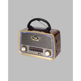 Eskitme Tasarımlı Ahşap Bluetooth Radyo LED Aydınlatmalı