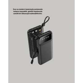 Çoklu Güvenlik Korumalı 20.000 mAh Powerbank Fener Özellikli