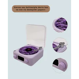 Retro Bluetooth Hoparlör Mor