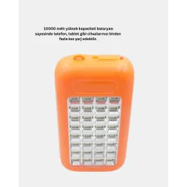 Solar Powerbank 10000 mAh LED Kamp Lambalı Taşınabilir Şarj Cihazı