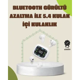 Bluetooth 5.4 Teknolojili Kablosuz Kulaklık Led Göstergeli