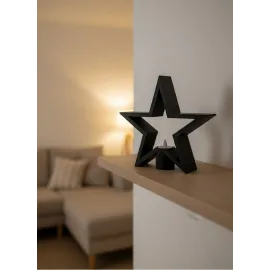 Yıldız Mumluk Siyah Modern Salon Ve Raf Dekoru