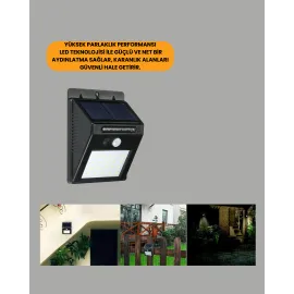 Güneş Paneli Ile Şarj Olan 20 Led Dış Mekan Hareket Sensörlü Lamba