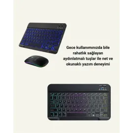 Tüm Cihazlarla Uyumlu RGB Işıklı Kablosuz Klavye ve Mouse Seti