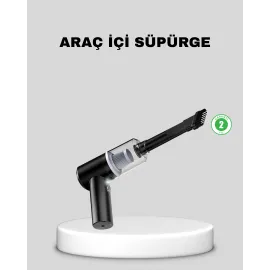 Mini Şarjlı Araç Süpürgesi – 120W Güçlü Motor, 5500Pa Vakum Emiş, Yıkanabilir Filtre