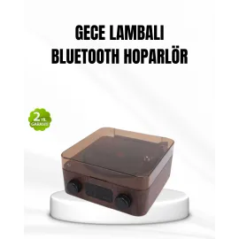 Bluetooth Hoparlörlü Gece Lambası Dijital Saat ve Ambiyans Işığı Çok Amaçlı