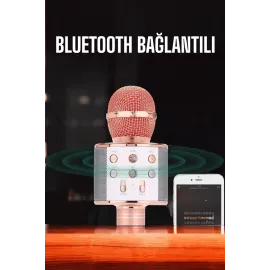 Kablosuz Bluetooth Karaoke Mikrofon USB ve AUX Girişli, Yüksek Ses Kalitesi