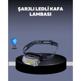 USB Şarjlı Mini LED KAFA Feneri 50m Odak 150m Geniş Aydınlatm