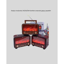 Solar Şarjlı Şömine Alev Efektli Bluetooth Hoparlör 7W Taşınabilir Ses Sistemi