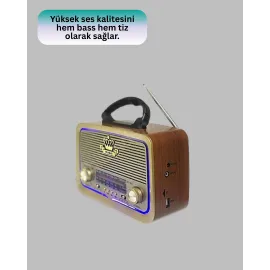 Nostalji Bluetooth Radyo Fm Am Sw Ahşap Eskitme Tasarım