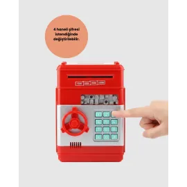 Kırmızı ATM Kasa Tipi Para Biriktirme Kumbarası