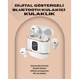 Kulakiçi Bluetooth Kulaklık V5.3 – 4’lü Set, Dijital Ekranlı, Gürültü Engelleme