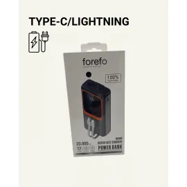 20.000 mAh Powerbank – 22.5W Hızlı Şarj, Çok Kablolu, Dijital Göstergeli