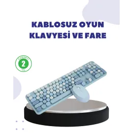 Kablosuz Retro Klavye Ve Mouse Seti – 104 Tuşlu, Sessiz Yazım
