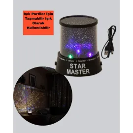 Galaxy Efektli Led Projektör Taşınabilir Yıldız Gece Lambası