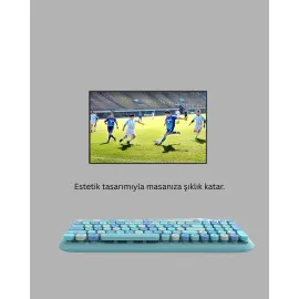 Retro Tarz Kablosuz Klavye Mouse Seti – 104 Tuşlu, Ergonomik Tasarım