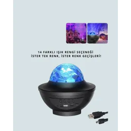 Müzik Ritimli Işık Değişimi & Dönen Dalga Efekti – Galaxy Projektör