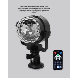 Müzik Ritmine Duyarlı Renkli Disko Topu – 7 Modlu Işıklı Parti Lambası