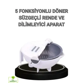 Çok Fonksiyonlu Döner Rende Süzgeç Hazneli Ergonomik Sebze Doğrayıcı