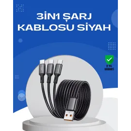 Evrensel 3 Başlıklı Şarj Kablosu – Iphone Huawei Samsung İçin