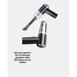 Mini Şarjlı Araç Süpürgesi – 120W Güçlü Motor, 5500Pa Vakum Emiş, Yıkanabilir Filtre