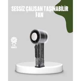 Dijital Ekranlı Şarjlı Mini Fan 100 Kademeli Hız Ayarı