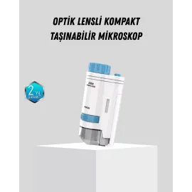 Taşınabilir Mini Mikroskop Led Işıklı 80X–200X Büyütmeli Ve Odak Ayarlı