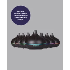 550 Ml Ultrasonik Uçucu Yağ Difüzörü 7 Renk Led Işıklı Ve Zaman Ayarlı