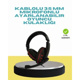 Kırmızı Işıklı Oyuncu Kulaklığı Kablolu Mikrofonlu Profesyonel