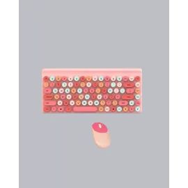 Renkli Retro Tuş Takımlı Klavye – 3 Cihaz Bağlantısı, Medya Kısayol Tuşları