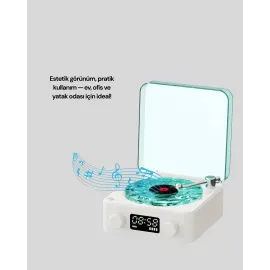 Retro Tasarımlı Gece Lambalı Bluetooth Hoparlör – Saat Ve Pil Göstergeli