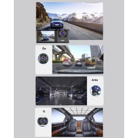 Full HD Çift Yönlü Araç Kamerası  Hareket Algılama  Döngüsel Kayıt