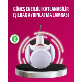 Solar ve USB Şarjlı Su Geçirmez Katlanabilir LED Lamba