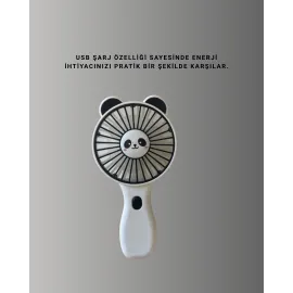 Dekoratif Panda Tasarımlı Küçük Boy Fan