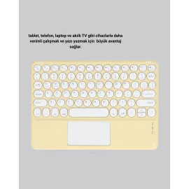 Bluetooth Kablosuz Klavye – İnce Slim Model, Tablet Ve Akıllı Tv Uyumlu, Sessiz Tuşlu Taşınabilir Klavye