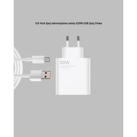 120 Watt Type C Şarj Başlığı Poco X3 X4 X5 Pro Uyumlu