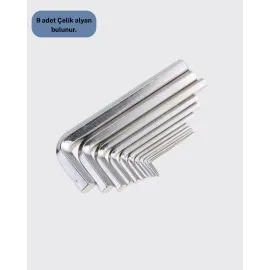 9 Parça Alyan Anahtar Seti Bisiklet Mobilya ve Otomotiv Uyumlu