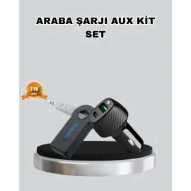 Aux Bluetooth Adaptör Ve 38W Hızlı Araç Şarj Cihazı Seti