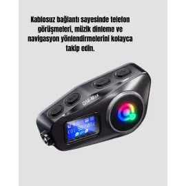 LCD Ekranlı Bluetooth Kask Kulaklığı FM Radyo ve SD Kart Girişli