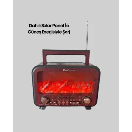 Solar Şarjlı Şömine Işıklı Bluetooth Hoparlör – Radyo, Usb, Tf Kart Destekli
