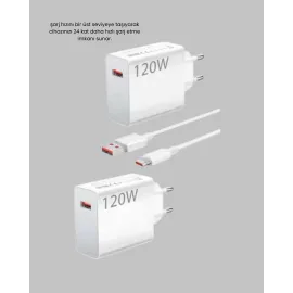 120W Ultra Hızlı Şarj Adaptörü USB-C Destekli Güçlü Şarj Teknolojisi