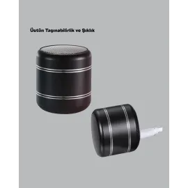 Silindir Tasarım Mini Bluetooth Hoparlör 10M Çekim Güçlü Bas Ve Mikrofonlu