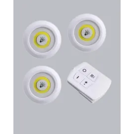 Çok Amaçlı Kullanım İçin Kablosuz Yapışkanlı 3 Lü Uzaktan Kumandalı Led Spot Lamba