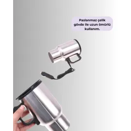 12V Çakmak Girişli Araç İçi Isıtıcı Paslanmaz Çelik Bardak